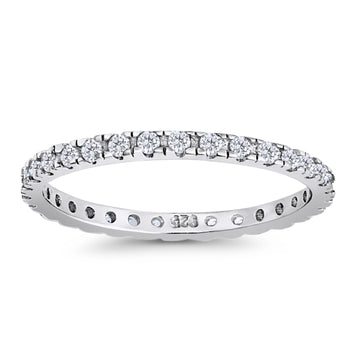 Stackable Ring Round Eternity Simulated Cubic Zirconia 925 Sterling Silver